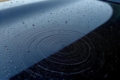 Close up of car paint with swirl marks indicating washing mistakes