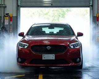 Car undergoing express wash