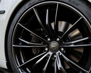 Shiny car tire and rim